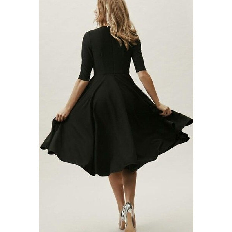 Anthropologie BHLDN Valdis Midi Dress $230 SIZE 2 Black Mother of The Bride