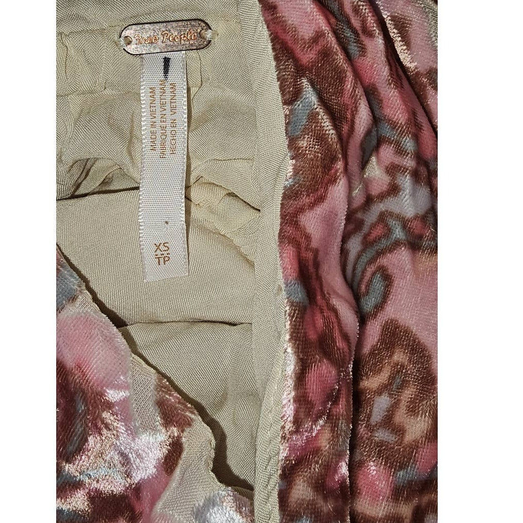 New Free People All The Time Velvet Mini Dress $168 X-SMALL Pink Petal