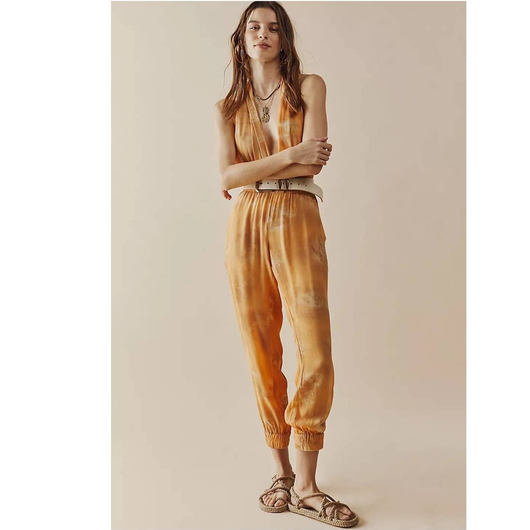 New Free People Nicholas K Marlowe Jumpsuit $618 BLUSH/MELON Small
