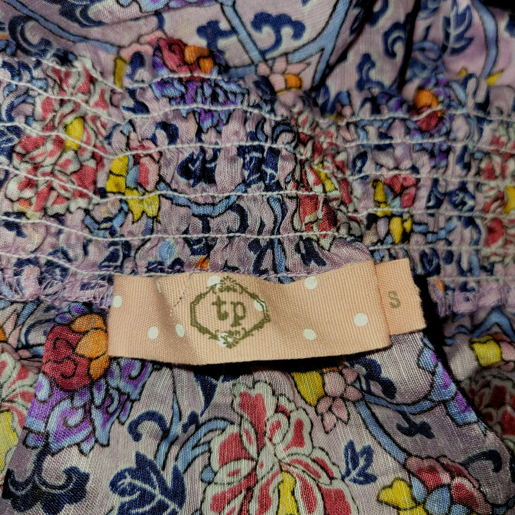 Anthropologie Traffic People Off The Shoulder Retro Lilac Floral Romper Anthropologie
