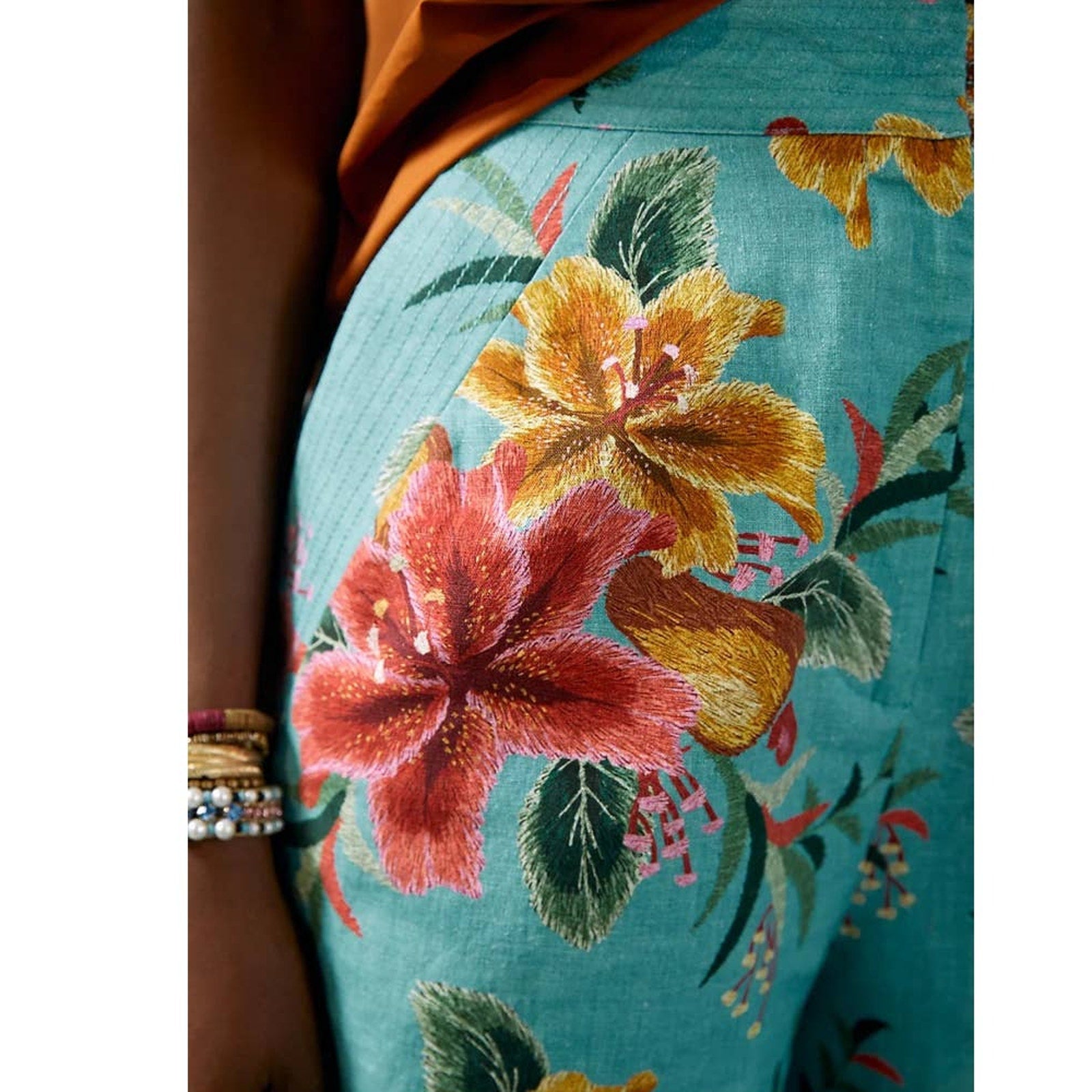 New Anthropologie Farm Rio Melanie Bermuda Shorts $118 X-SMALL Turquoise Floral