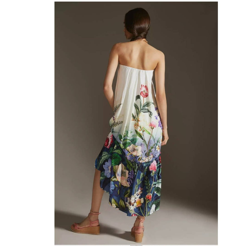 New Anthropologie Floral Maxi Dress $190 SMALL Removable Straps Boho