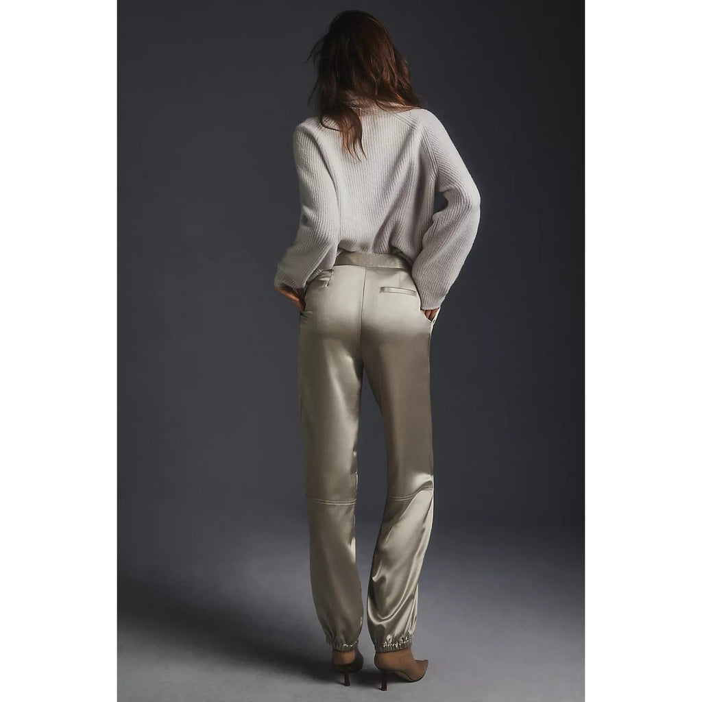 New Anthropologie Maeve Parachute Pants $148  SIZE 10 TALL  Champagne Grey