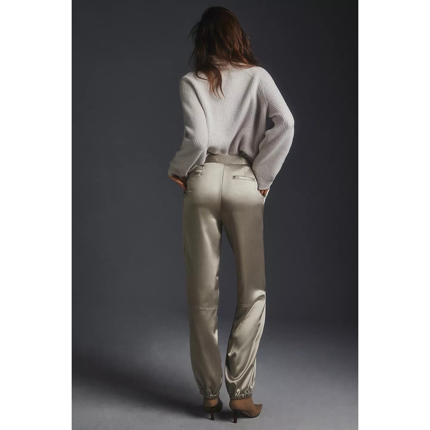 New Anthropologie Maeve Parachute Pants $148  SIZE 10 TALL  Champagne Grey