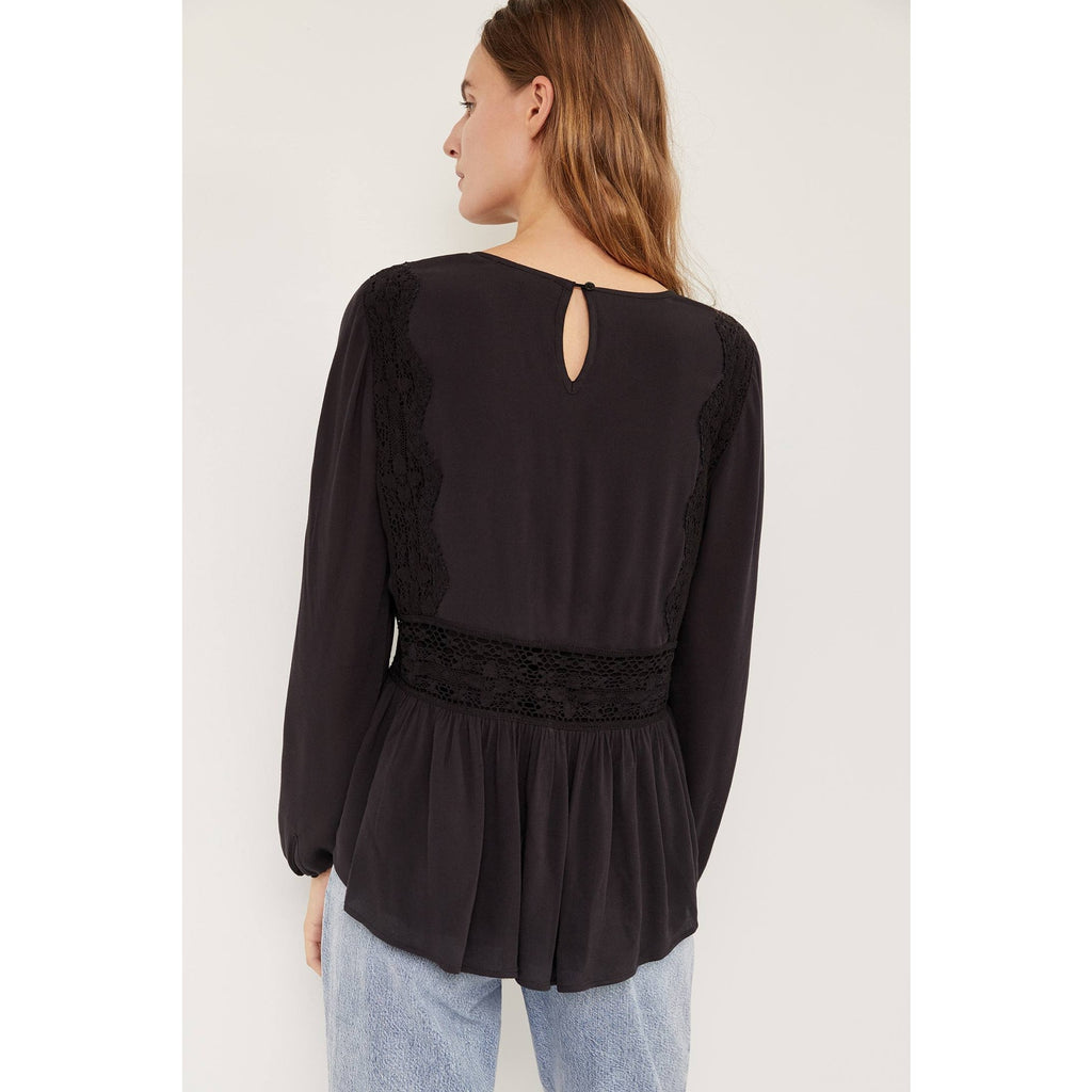 New Anthropologie Wynonna Lace Blouse by Daniel Rainn  $138 X-SMALL Black