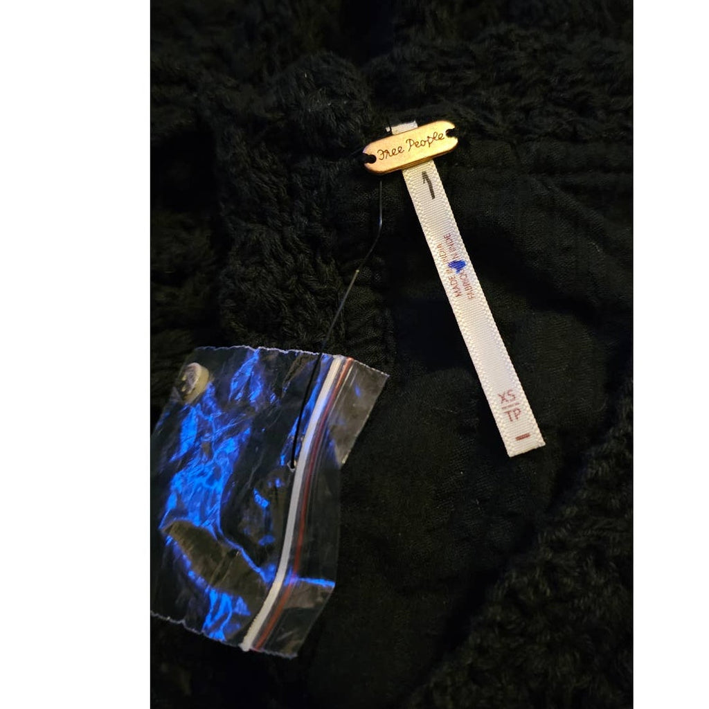 Free People Megan Crochet Long Sleeve Crop Top