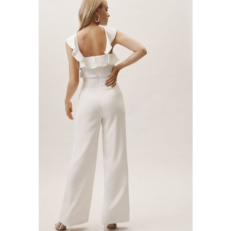 Anthropologie x ML Monique Lhuillier Bissel Jumpsuit Sz 2 Bridal White BHLDN