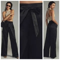 New Anthropologie Hutch Satin Utility Pants $148 SMALL Black Spandex