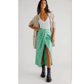 New Free People Poets Sequin Sarong Skirt $228 SIZE 4 Green