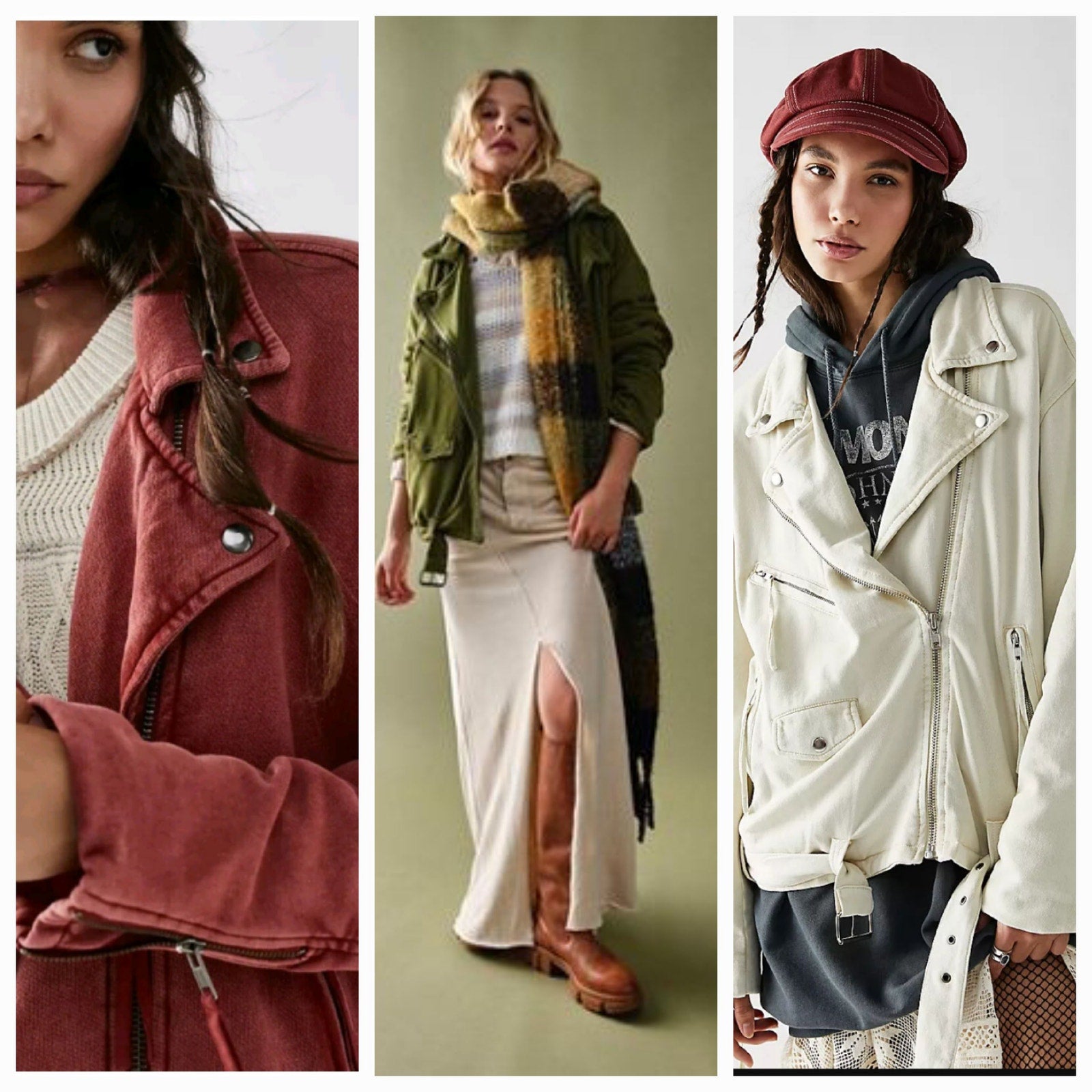 New Free People WTF Rebel Rebel Knit Moto Jacket $198 SMALL Olive Oversized