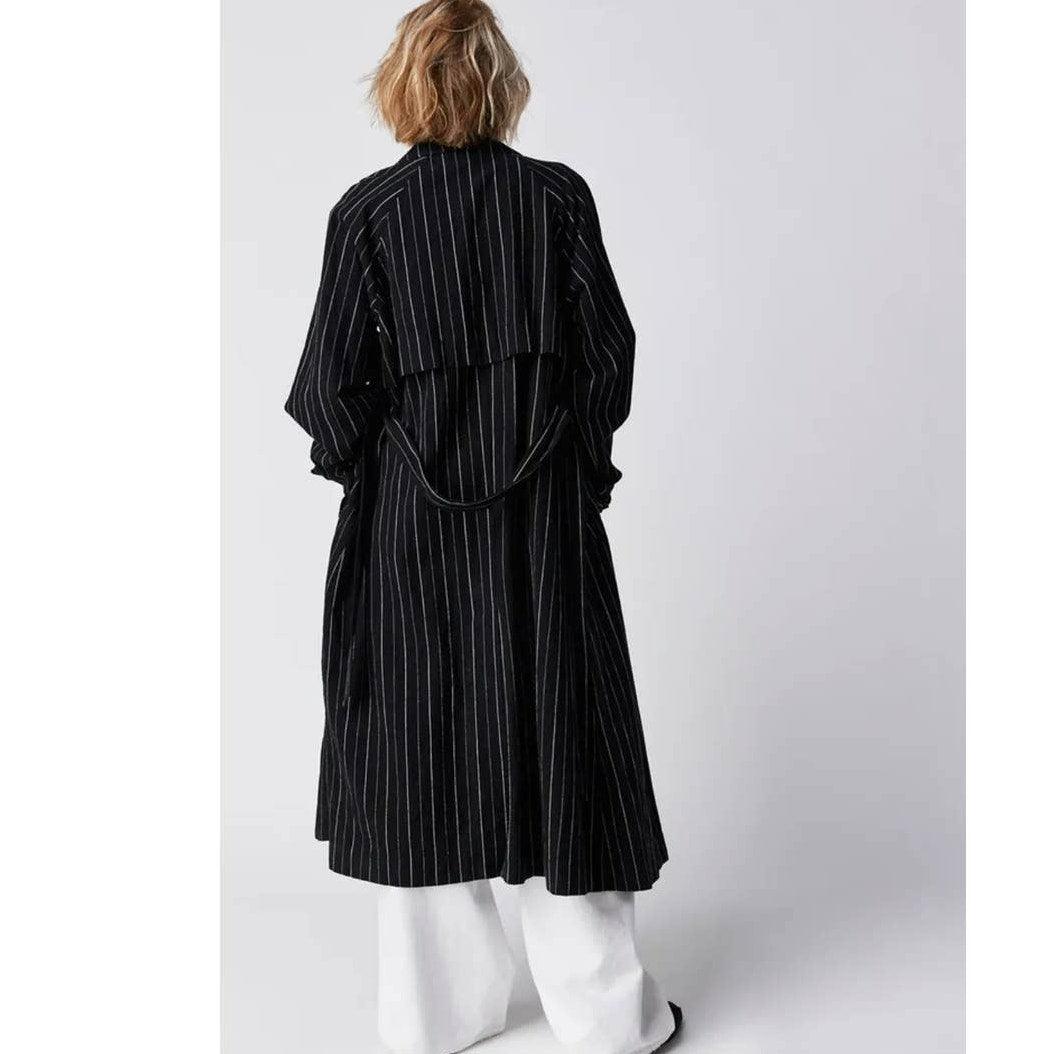 New Free People Melia Mac Collared Button Coat WTF $228 X-SMALL Blue Oversized