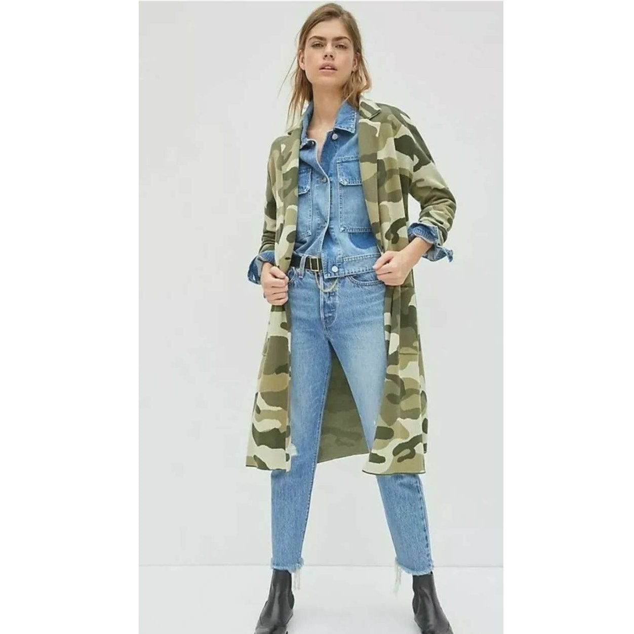 Anthropologie Maeve Kieran Sweater Coat SMALL Camo Anthropologie