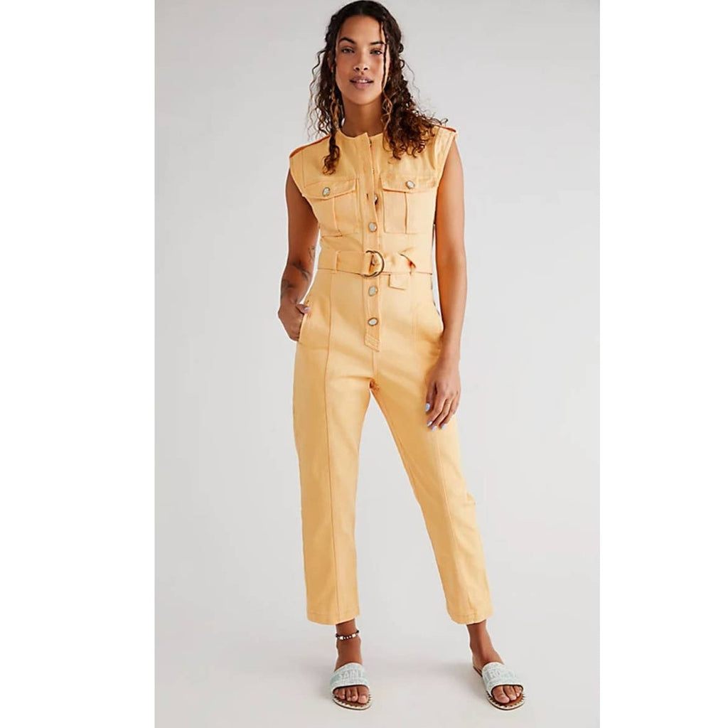 New Free People ANTHROPOLOGIE Significant Other Monty Jumpsuit $324 US 2 Orange