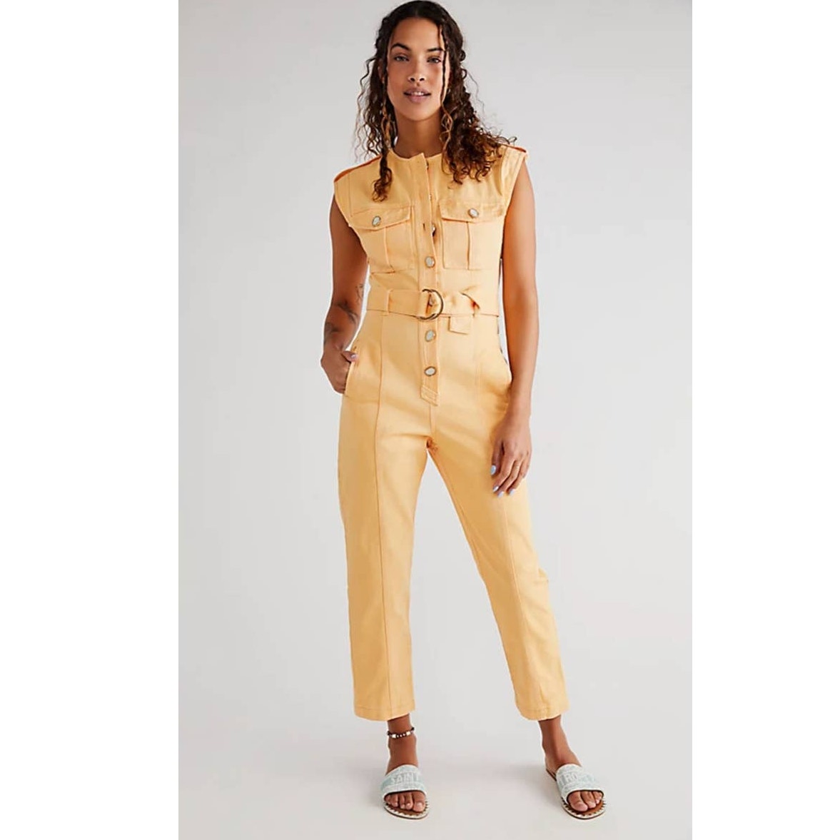 New Free People ANTHROPOLOGIE Significant Other Monty Jumpsuit $324 US 2 Orange