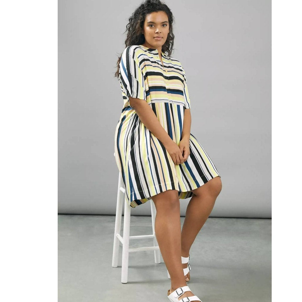 New Anthropologie Peter Som Naxos Striped Tunic Dress $148 PLUS 1X Yellow