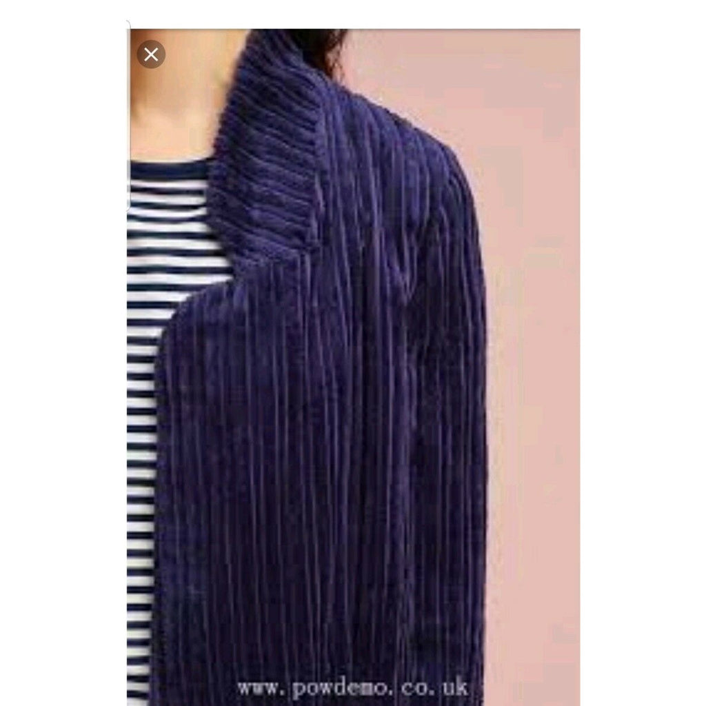 New Anthropologie Cropped Corduroy Blazer by Cartonnier Size 6 Blue