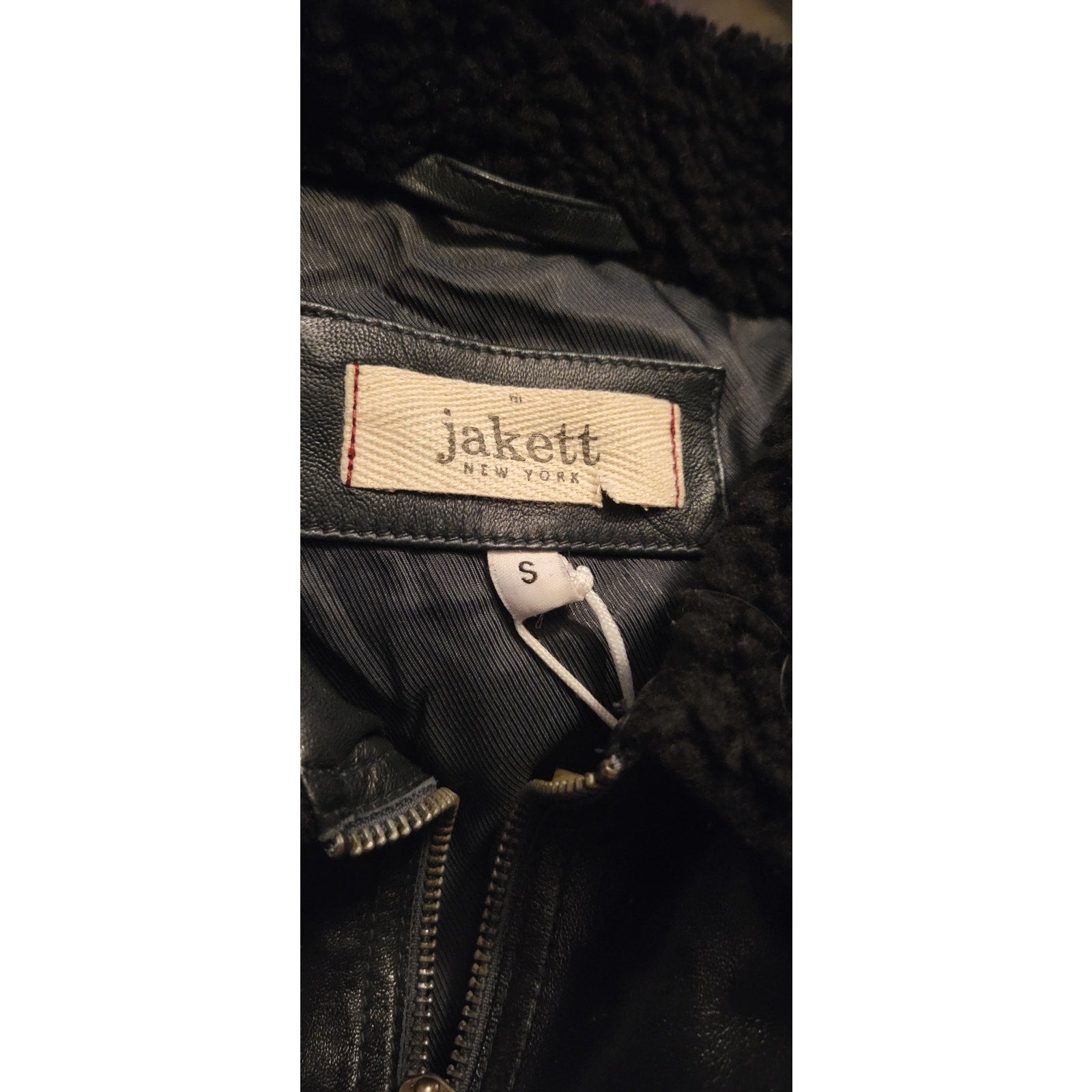 New JAKETT Bess Aviator Leather Jacket Fur Collar $640 SMALL Burnished Black