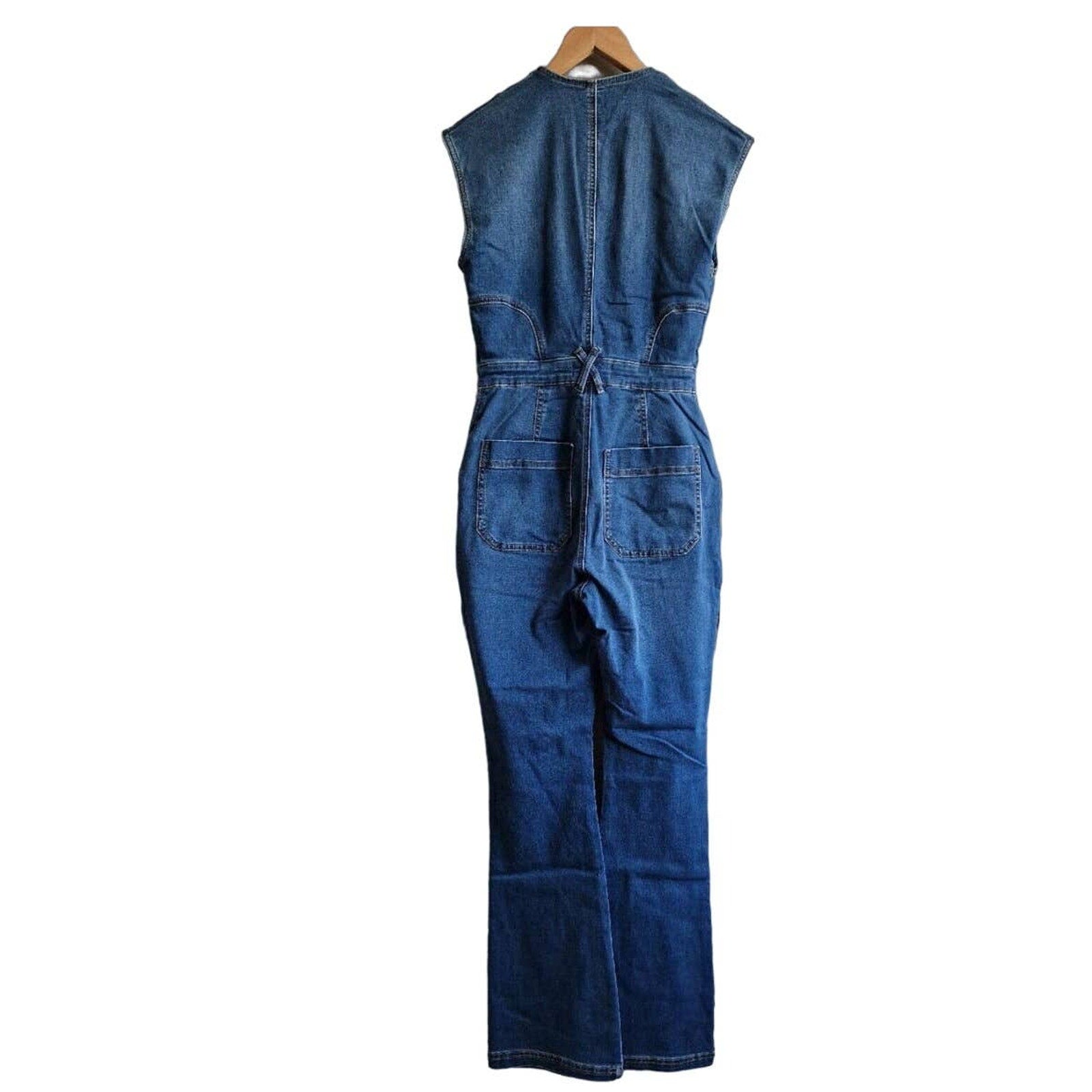 Free People Wtf Crvy Hyde Park Stretch Denim Jumpsuit