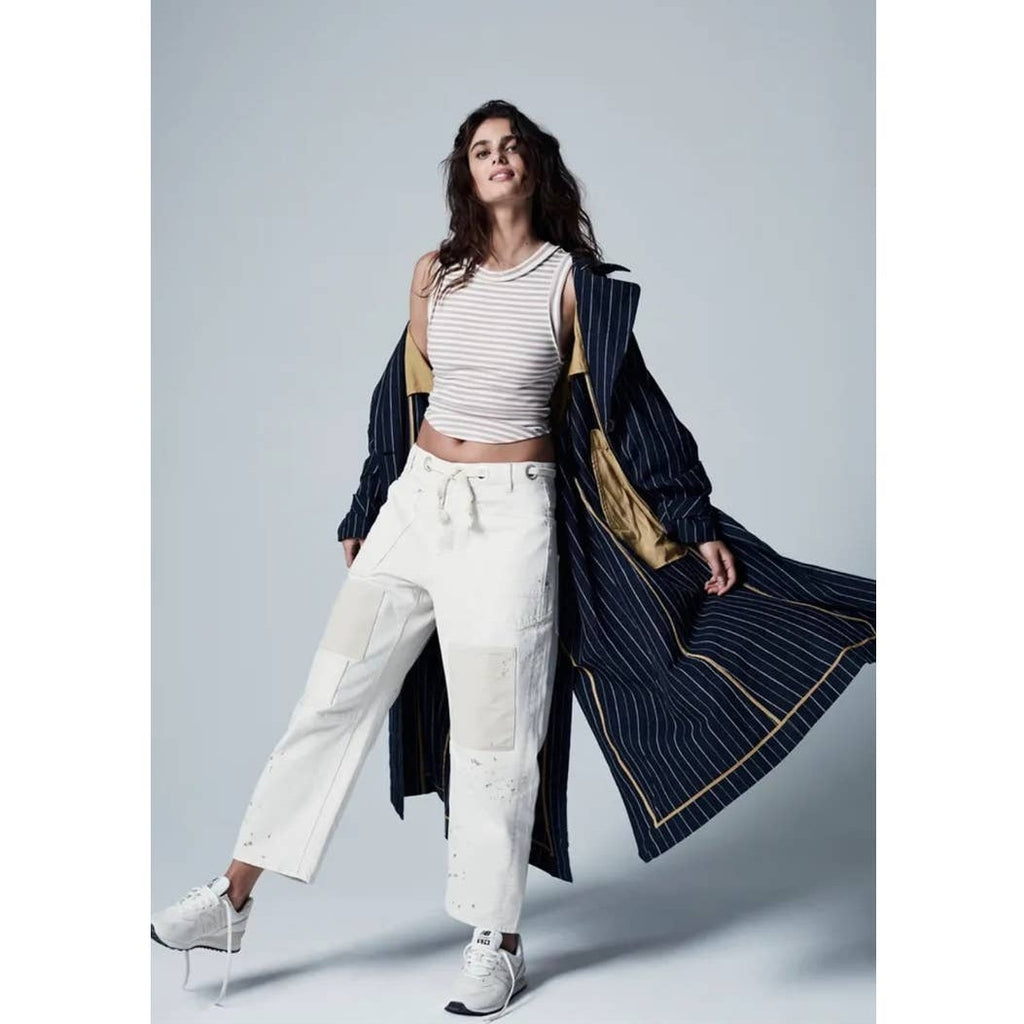New Free People Melia Mac Collared Button Coat WTF $228 X-SMALL Blue Oversized