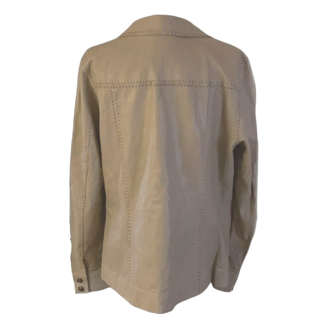 New Free People WE THE FREE Crescent Moon Jacket LEATHER $598 Cream Small