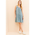 New Anthropologie Aida Floral Embroidered Mini Dress $148 SMALL Blue Striped