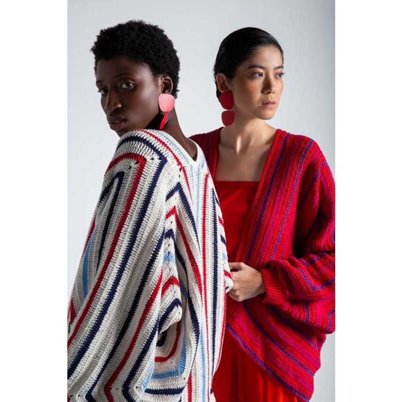 Catarina Mina Handmade Striped Casaco Cardigan