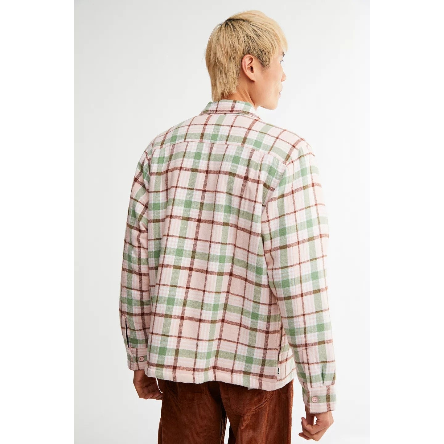 New Urban Outfitters OBEY Dom Plaid Shirt Jacket $120 MEDIUM Pink Clay