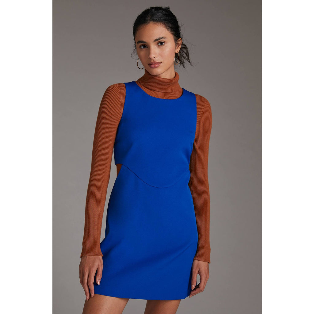 New Anthropologie x Mare Mare Cut-Out Shift Dress $140 MEDIUM Cobalt Blue Mini