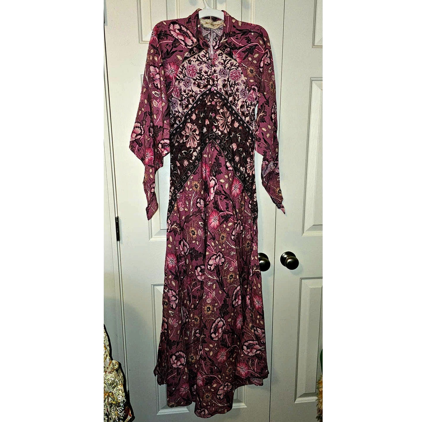 New Free People Jen's Pirate Booty Baroque Hyacinth Gown $286 X-SMALL Pink