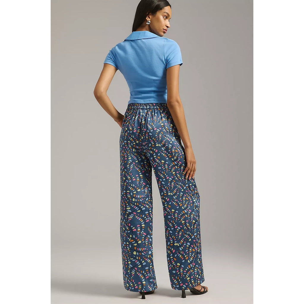 New Anthropologie Stella Nova Orli Wide-Leg Pants $199 Blue EU36 US SMALL