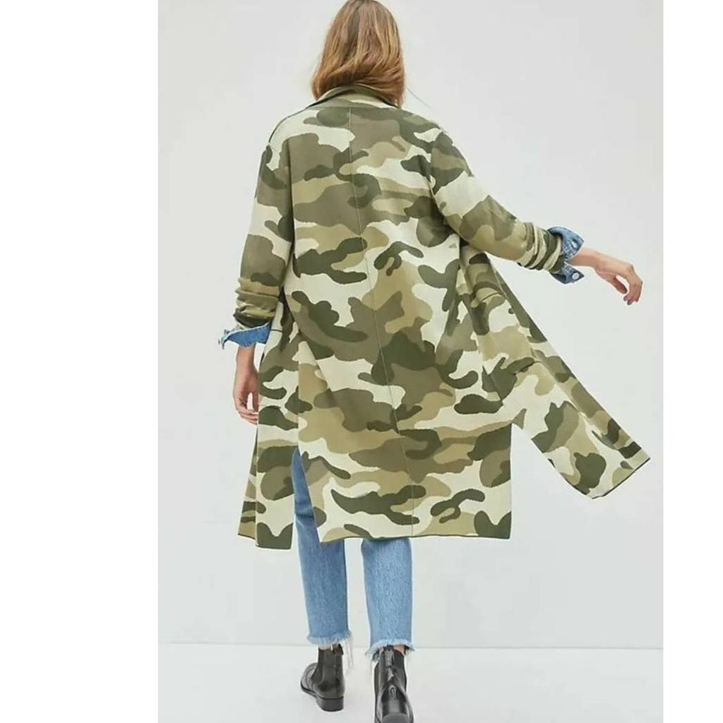 Anthropologie Maeve Kieran Sweater Coat SMALL Camo Anthropologie
