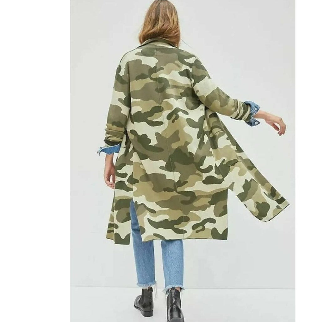 Anthropologie Maeve Kieran Sweater Coat SMALL Camo Anthropologie