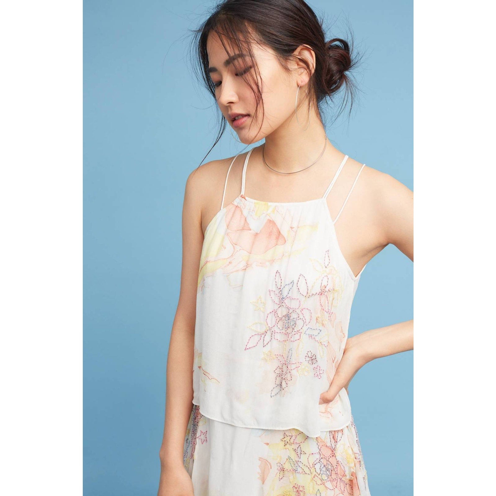 New Anthropologie Tiered & Beaded Floral Dress $268 Sz 2 Not So Serious Pallavi