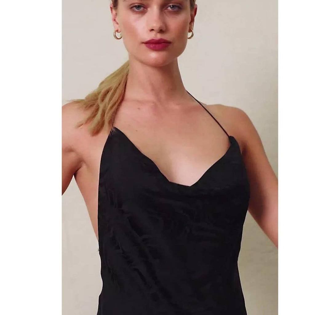 New Free People Gigi Dress $300 SIZE 2 Black SPECIAL OCCASION Jeweled Back Strap