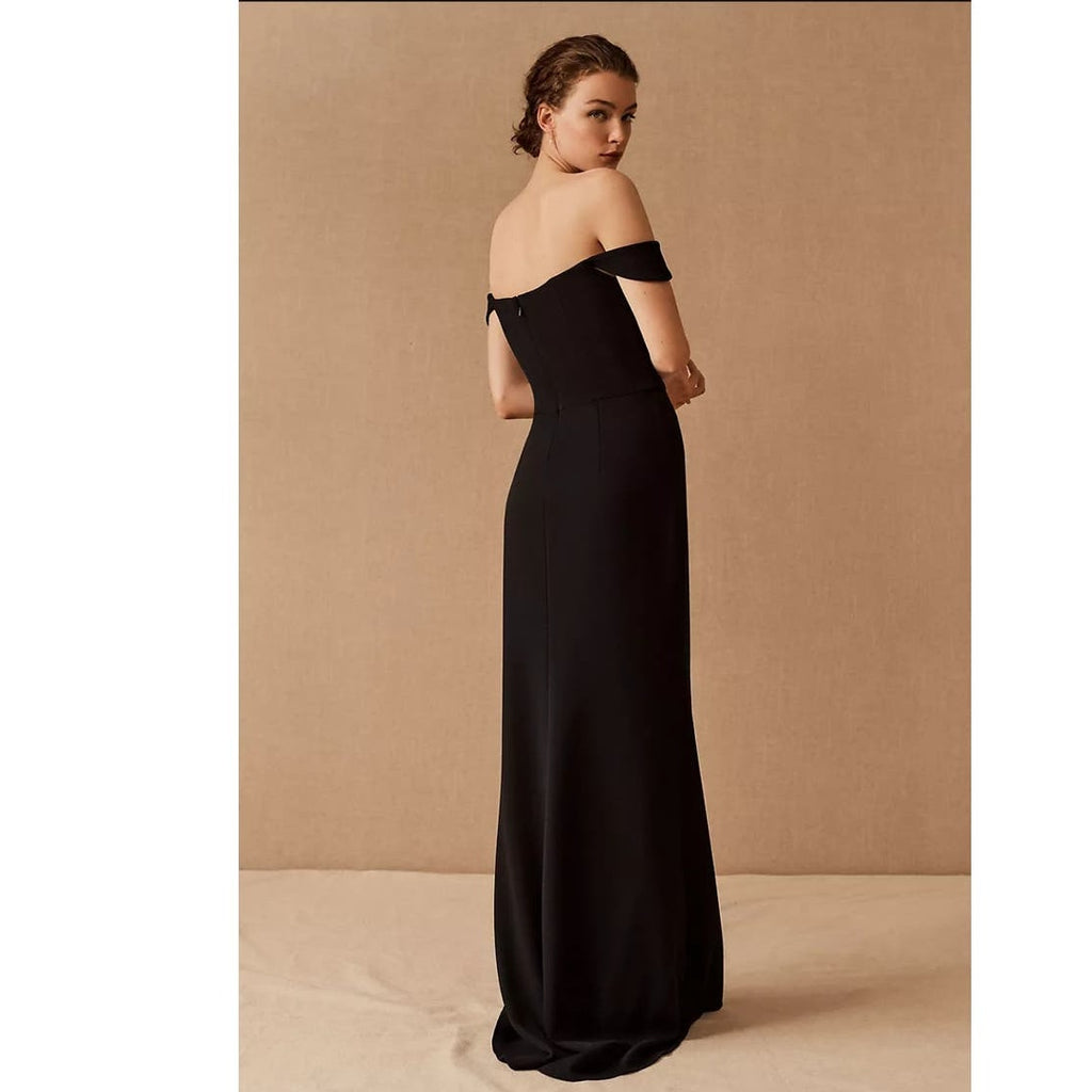 New Anthropologie BHLDN Rossi Crepe Maxi Dress $220 SIZE 16 Black