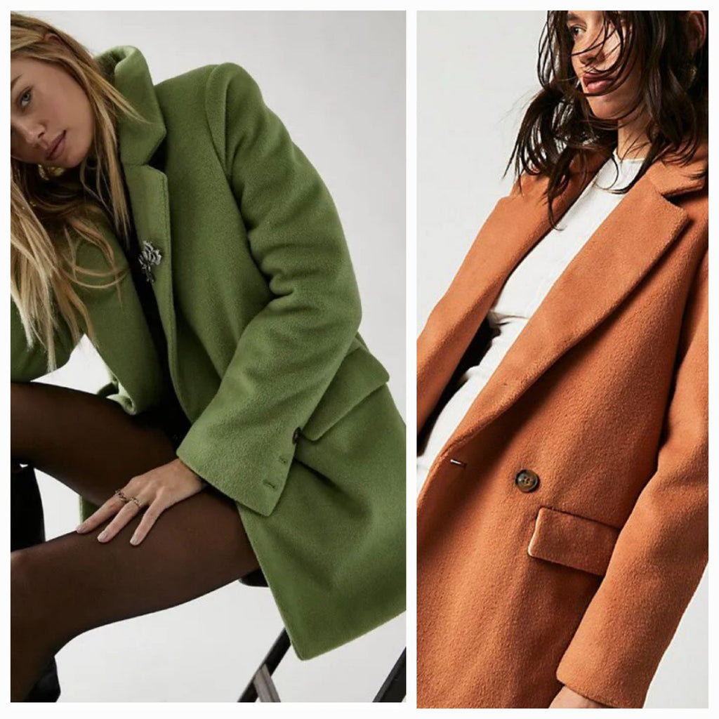 New Free People Mari Solid Peacoat Button Blazer $188 LARGE Terracotta Oversized