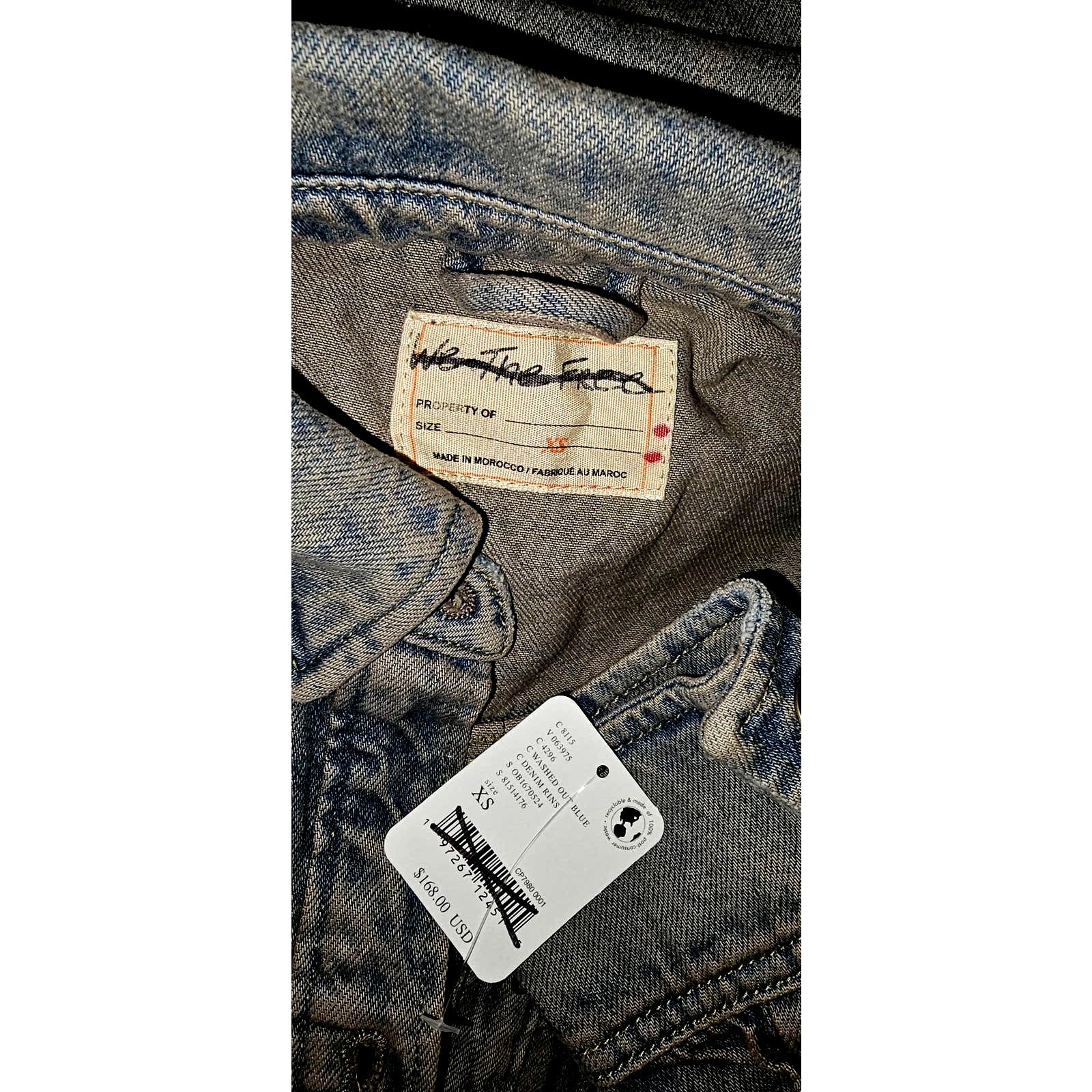 New Free People Anna Lou Denim Duster $168 X-SMALL Washed Out Blue