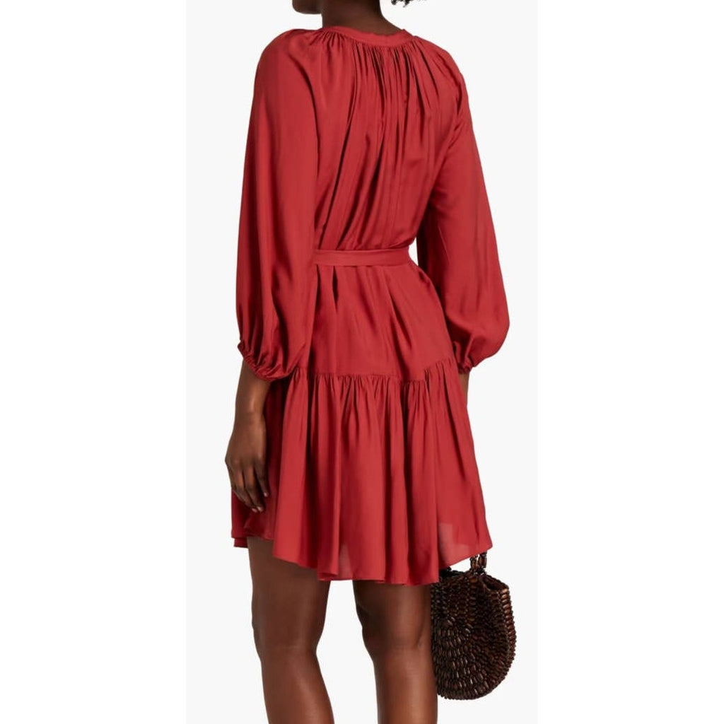 New JETS Australia Woven Tiered Mini Dress $210 SIZE 6 Brick