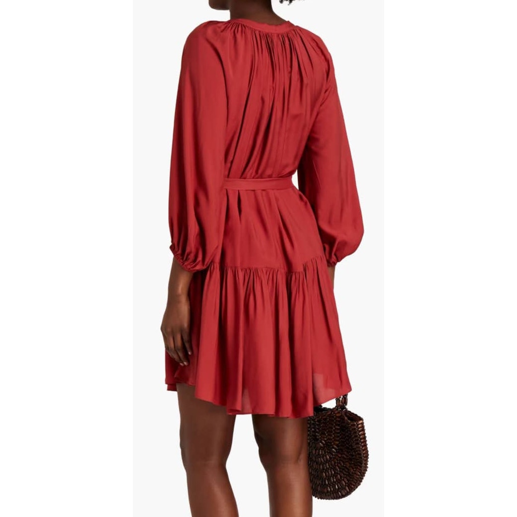 New JETS Australia Woven Tiered Mini Dress $210 SIZE 6 Brick
