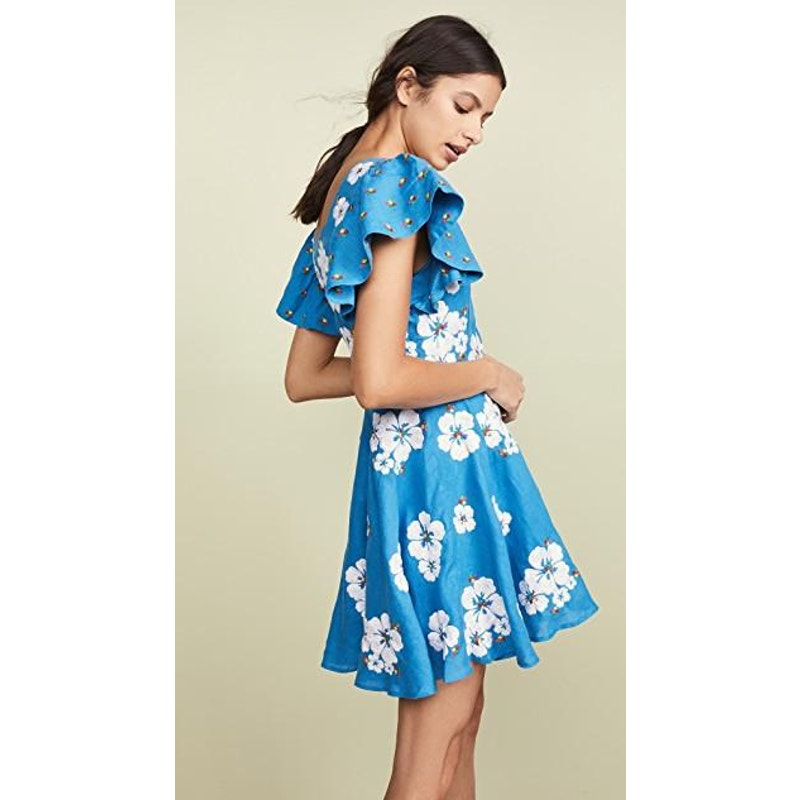 New ALL THINGS MOCHI Kay Mini Dress $465 MEDIUM Blue Floral