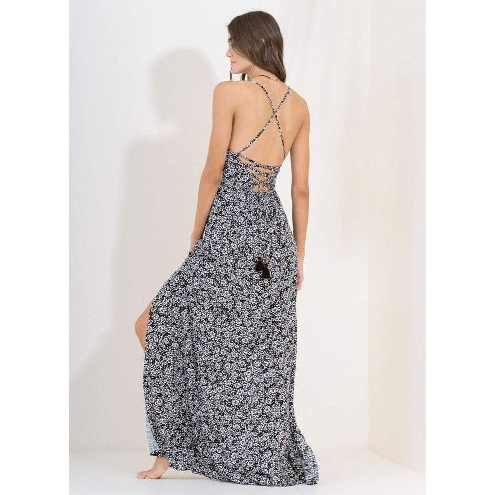 New Anthropologie MAAJI Holly Maxi Dress $138 MEDIUM Black & White Floral