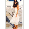 New Free People Intimately Star Crochet Crepe Midi Slip Dress $128 Size XS Ivory