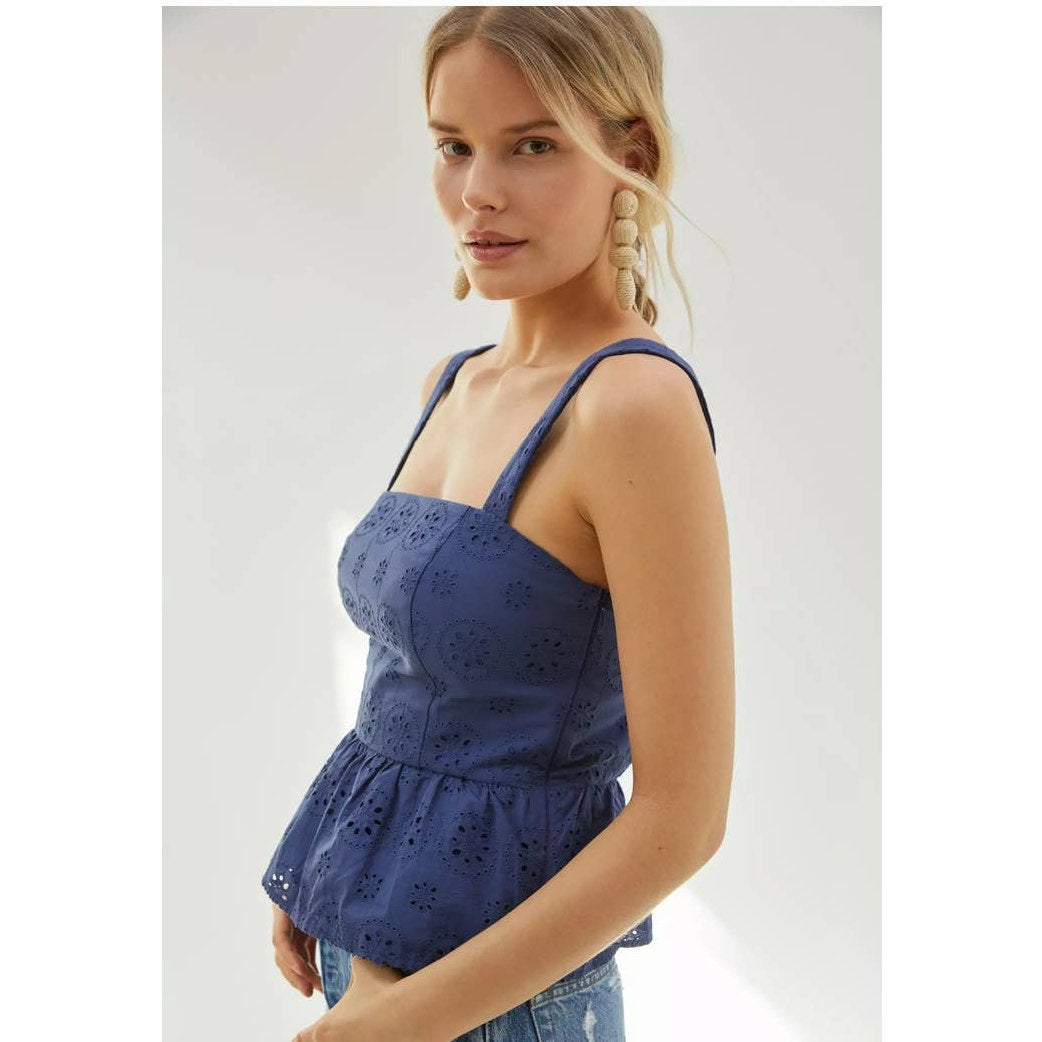 New Anthropologie x Hutch Dorri Buckle-Back Tank Top $128 SIZE 8 Blue