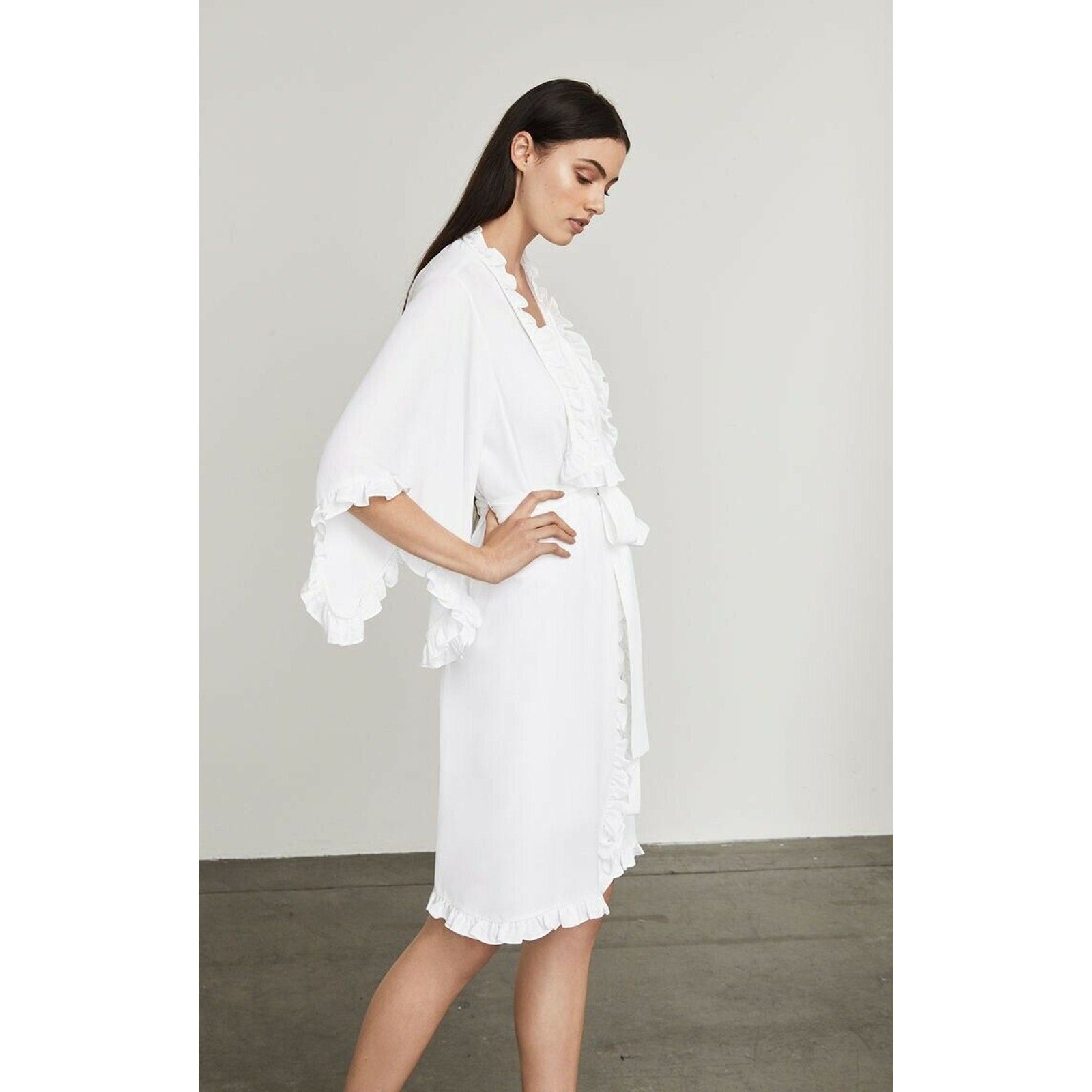 BCBG MAX AZRIA Denisa Woven Cocktail Ruffled Mini Dress WHITE XXS BCBGMAXAZRIA