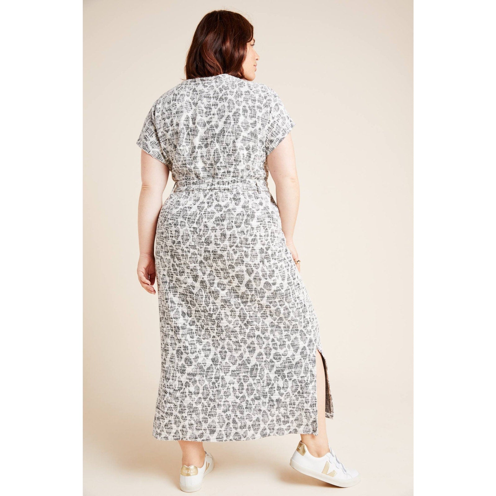Anthropologie Dolan Left Coast Taleen Textured Midi Dress Plus 1X Gray Anthropologie