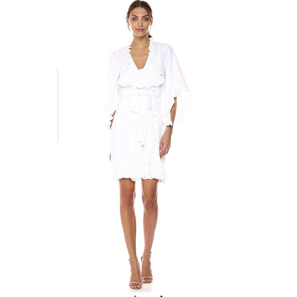 BCBG MAX AZRIA Denisa Woven Cocktail Ruffled Mini Dress WHITE XXS BCBGMAXAZRIA