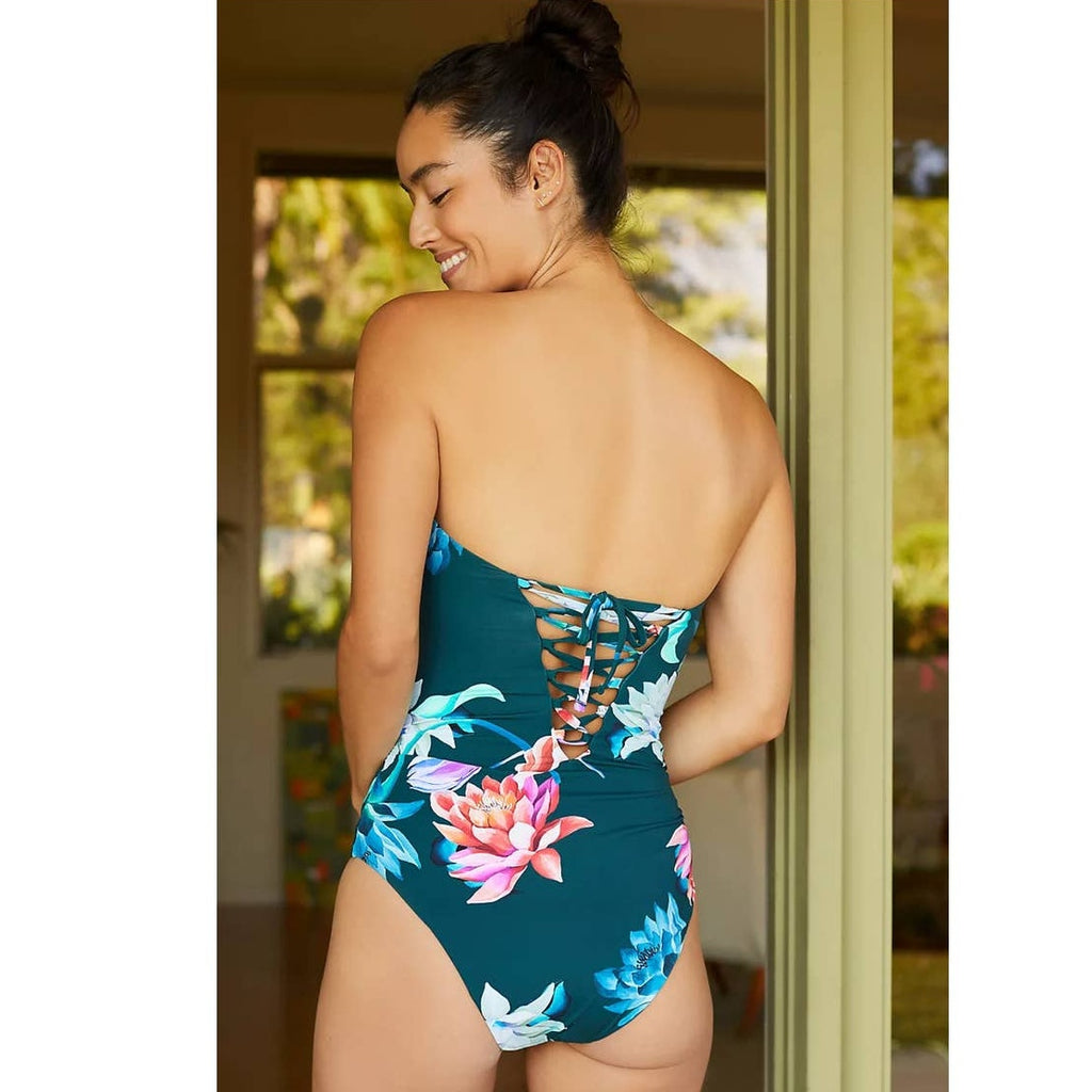 New Anthropologie Maeve Keyhole One-Piece Swimsuit $128 X-SMALL Floral