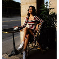 New Anthropologie Maeve Striped Sweater Midi Dress $148 X-SMALL Brown Motif