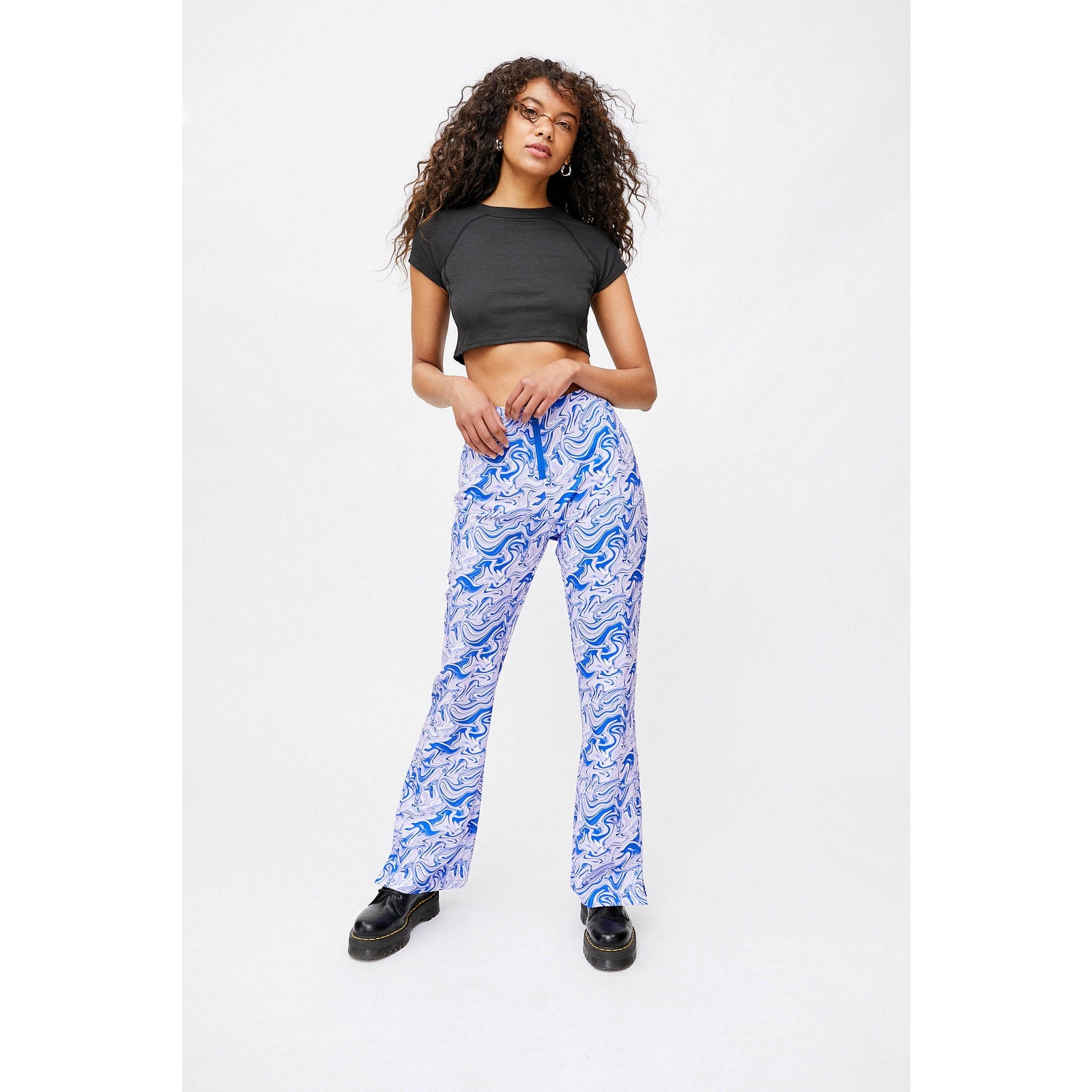 New Urban Outfitters Hosbjerg Adele Printed Flare Pant $208 LARGE  Purple Liquid