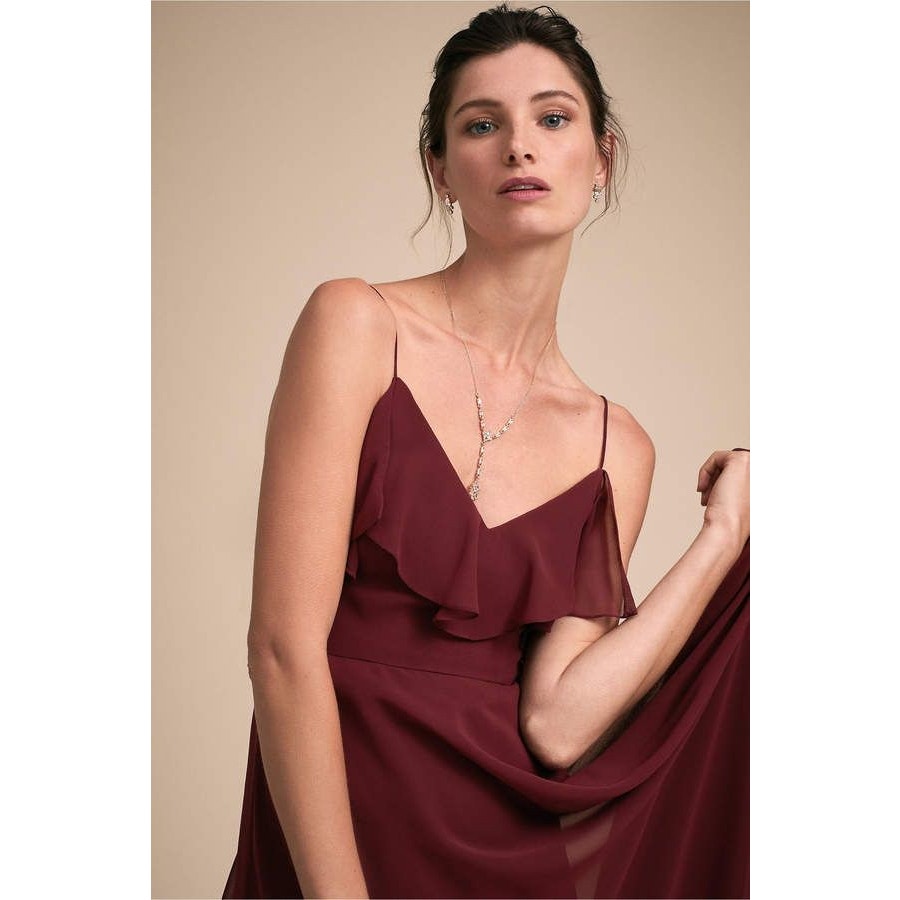New Anthropologie BHLDN Jenny Yoo Mila Maxi Dress $285 SIZE 10 Hibiscus Red